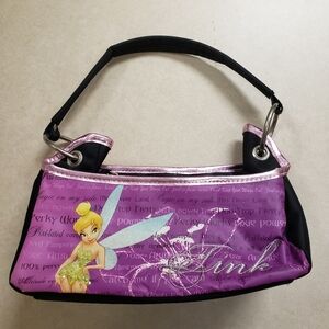 Disney "Tinkerbell" Purple And Black With Pink Accents Clutch Purse